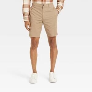 Goodfellow & Co. The Every Wear Flat Front‎ Chino Shorts 9" Inseam Tan Size 32